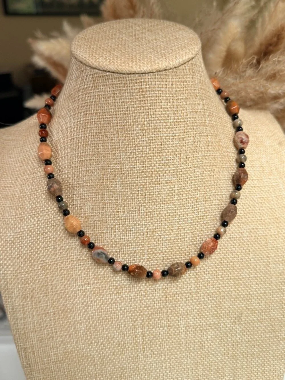 Natural Fossil Coral Necklace | Earth Tone Gemstone | Unisex OOAK Handmade